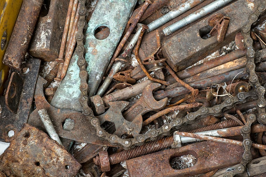 ferramenta antiga, chave inglesa, enferrujado, aço, reparação, equipamento, construção Indústria, trabalho Ferramenta, metal, velho