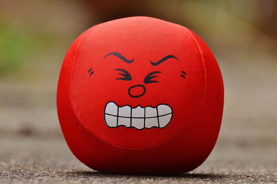 bola vermelha, sorridente, raiva, mal, azedo, engraçado, vermelho, doce, fofa, cara