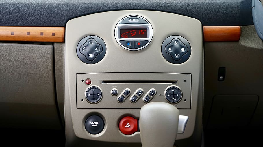 gray, vehicle center stack, car, interior, dashboard, panel, car interior, vehicle, equipment, control