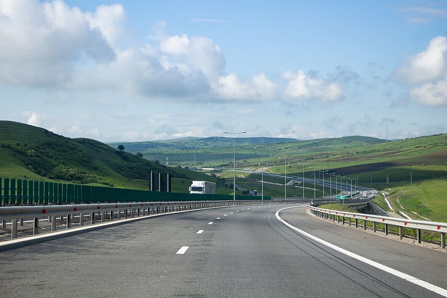 auto-estrada, estrada, transilvânia, romênia, rodovia, asfalto, viagem, paisagem, curva, condução