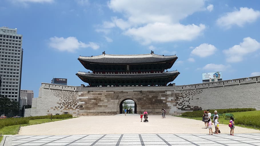 forbidden city, the city inside the forbidden city, republic of korea, namdaemun, summer, architecture, built structure, building exterior, group of people, sky