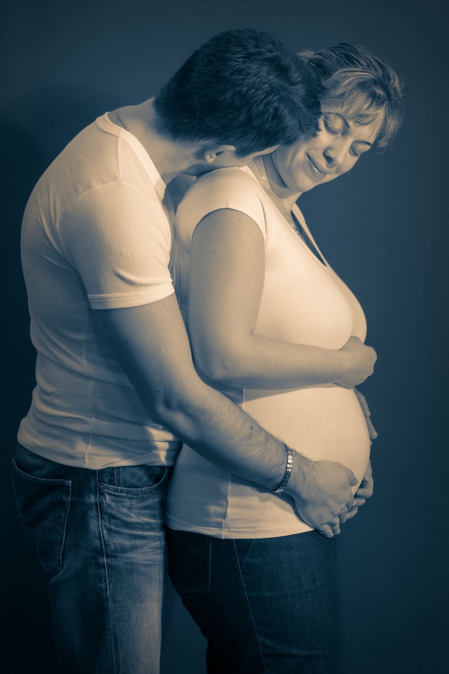 man, hugging, pregnant, woman photo, family, woman, baby, pregnancy, infant, mom