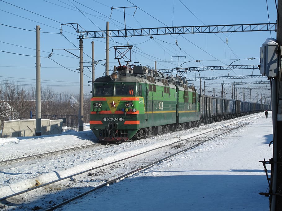 train, trans-siberian railway, russia, siberia, winter, rail transportation, railroad track, transportation, track, cable
