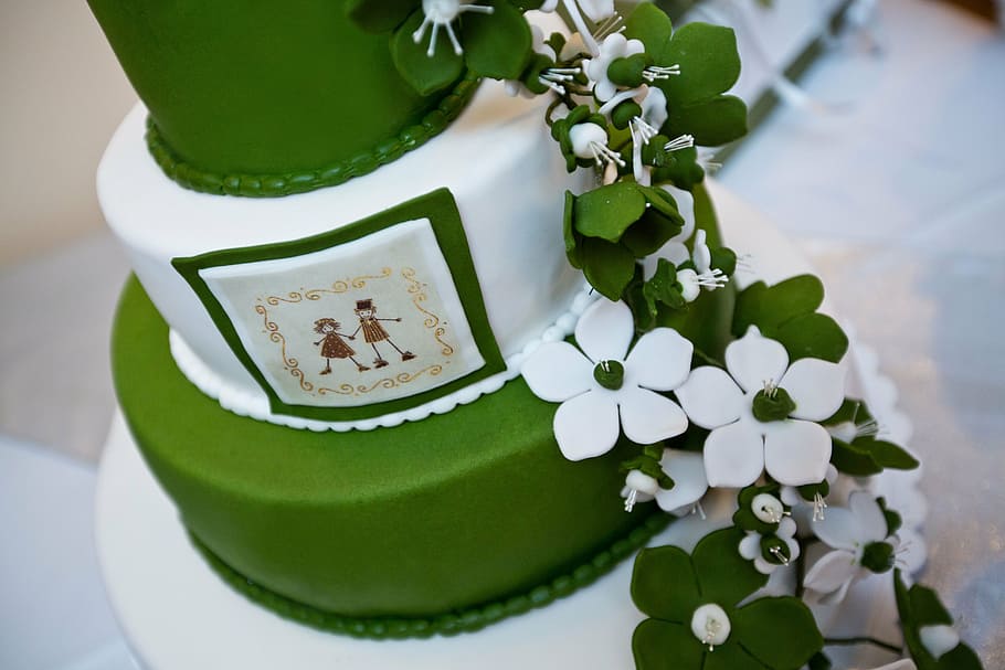 wedding, cake, green, green color, leaf, plant part, plant, close-up, indoors, flower