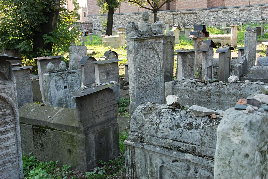cementerio, tumba, lápida, judía, conmemorar, cracovia, polonia, arquitectura, estructura construida, historia