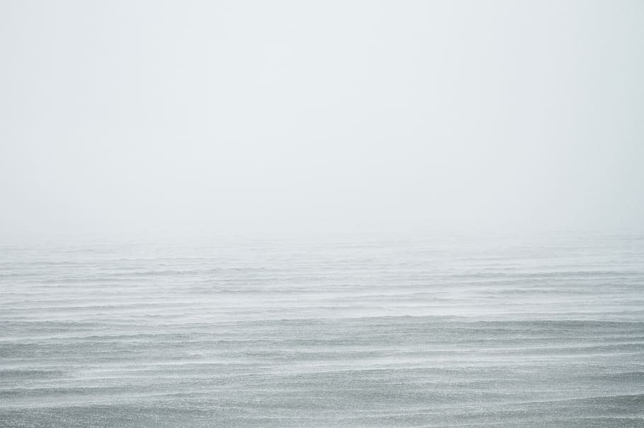 foggy horizon, foggy, horizon, gray, sea, waves, white, nature, cold - Temperature, backgrounds