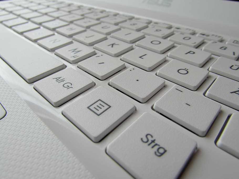 white asus laptop, keys, keyboard, laptop, notebook, ctrl, white, computer Keyboard, computer, technology