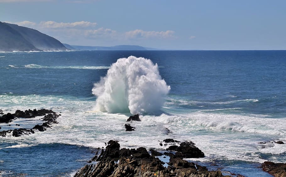 ondas do litoral, mar, onda, praia, agua, oceano, marítimo, costa, spray, onda gigante