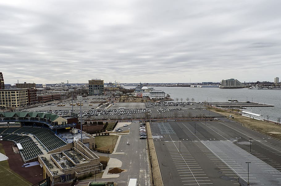 Camden, New Jersey, orilla, río, puerto, barcos, arquitectura, ciudades, urbano, exterior del edificio