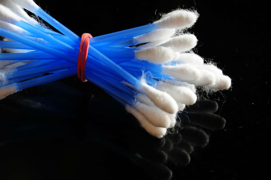 cotton swabs, swab, cosmetics, cotton, gxl, cleaning, black background, studio shot, indoors, close-up