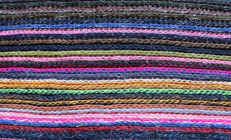 multicolored knit textile, scarf, winter, clothing, wool, web, textile, model, texture, the background