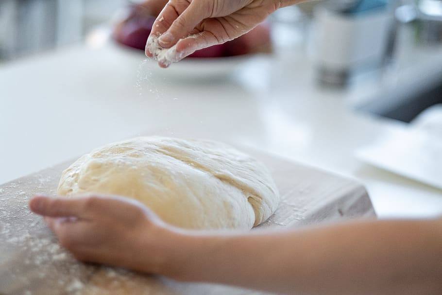 homemade, bread, dough, baking, flour, cooking, hands, kitchen, cuisine, food