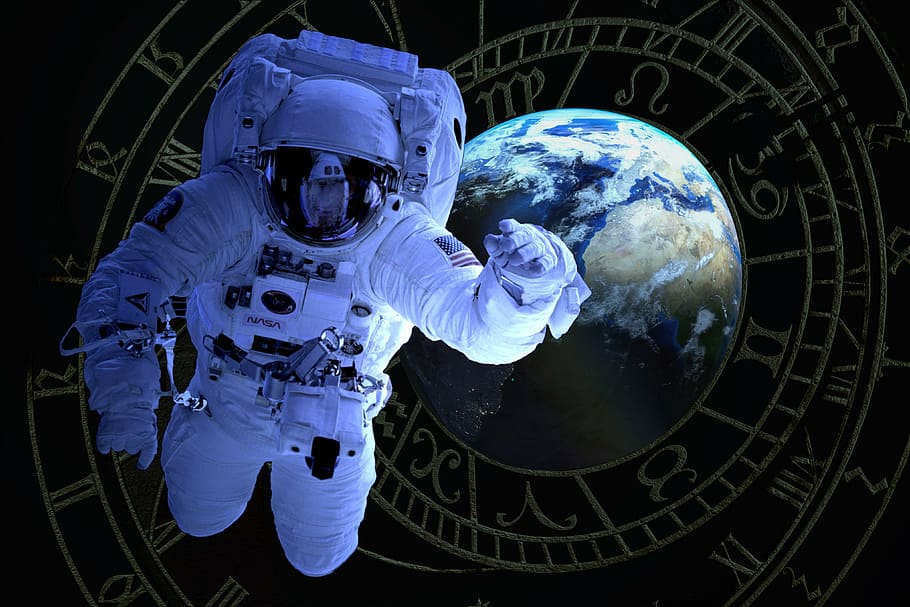космонавт, космический, пространство, цифровой, обои, астрономия, астрология, космическое путешествие, знак зодиака, технологии