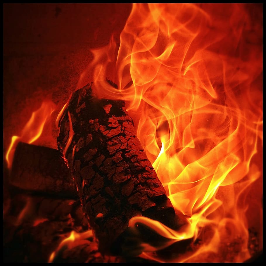 flame digital wallpaper, Fire, Fireplace, Flame, Wood, heat - temperature, burning, danger, close-up, fire - natural phenomenon