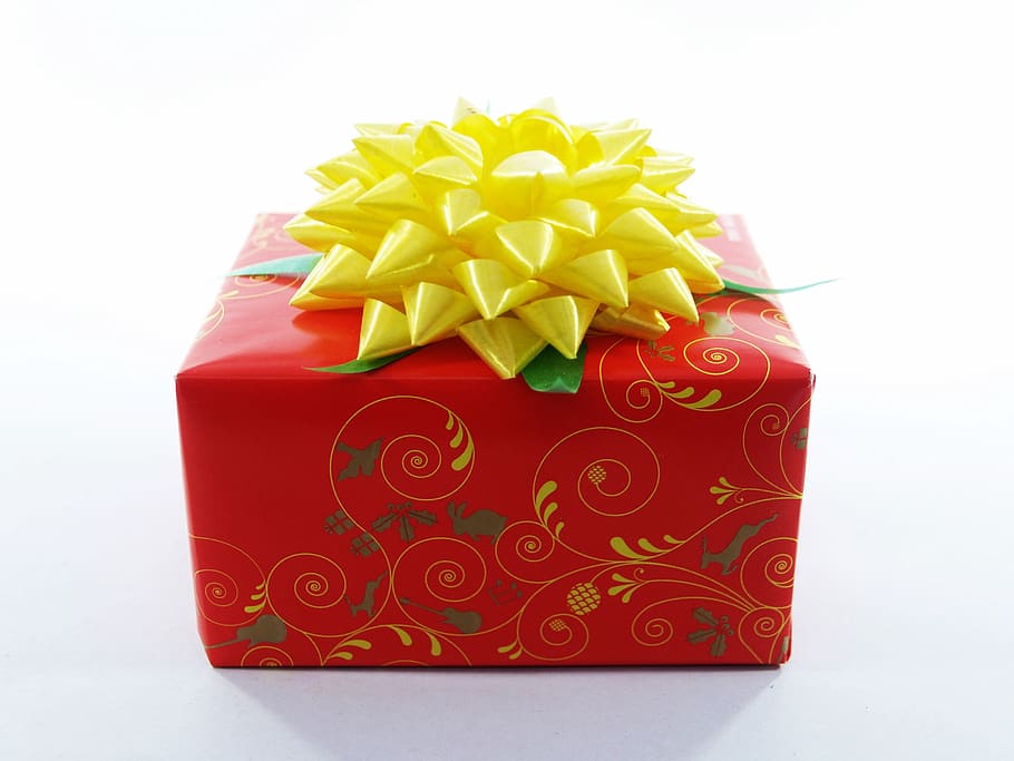gift, box, red, present, white, bow, birthday, ribbon, xmas, decoration