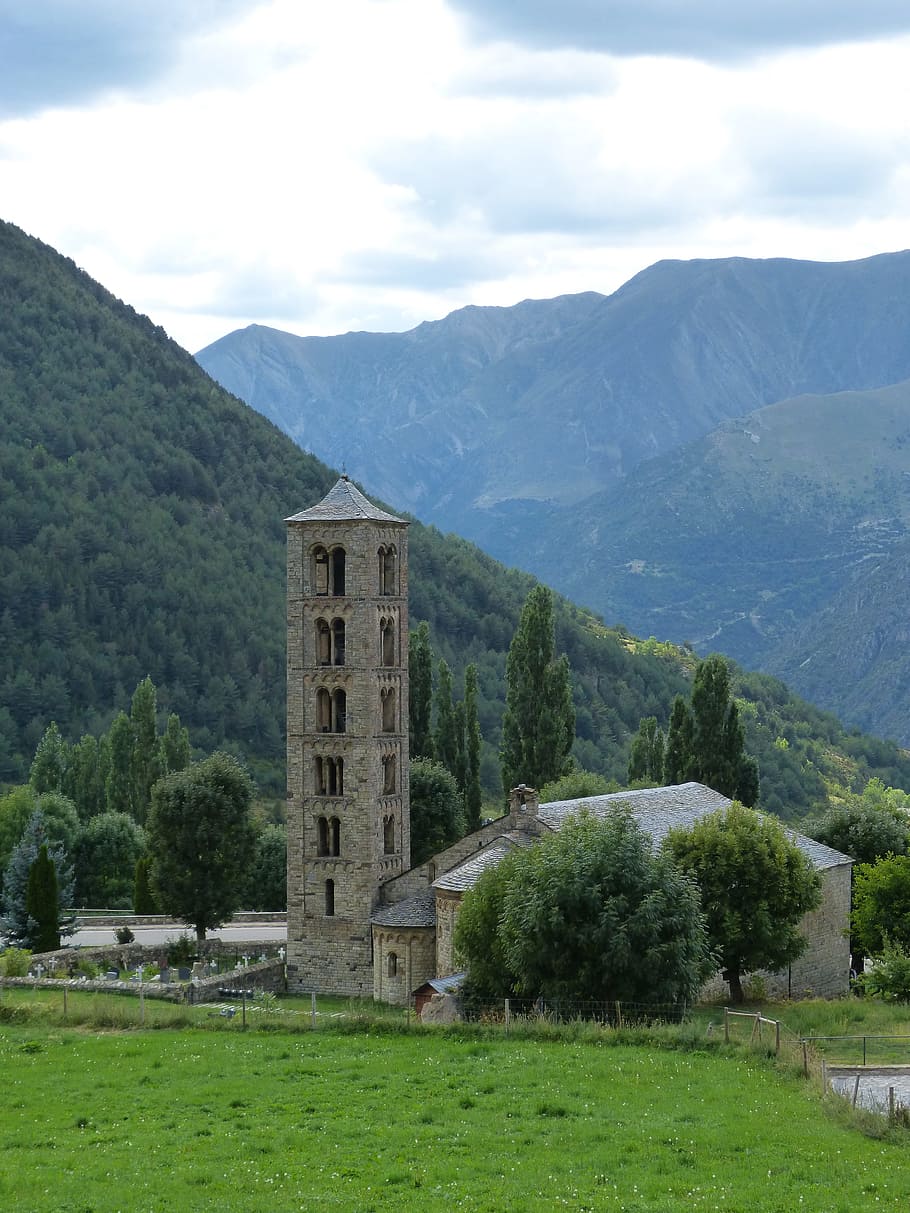 taull, sant climent, pallars sobirà, romanesque, heritage, pyrenees, catalunya, bell tower, mountain, scenics - nature