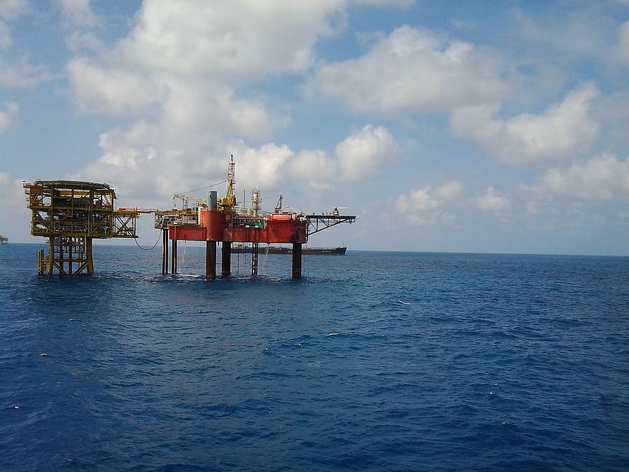 oil rig, body, water, drilling rig, site, gas, professional, indonesia, blue sky, sky