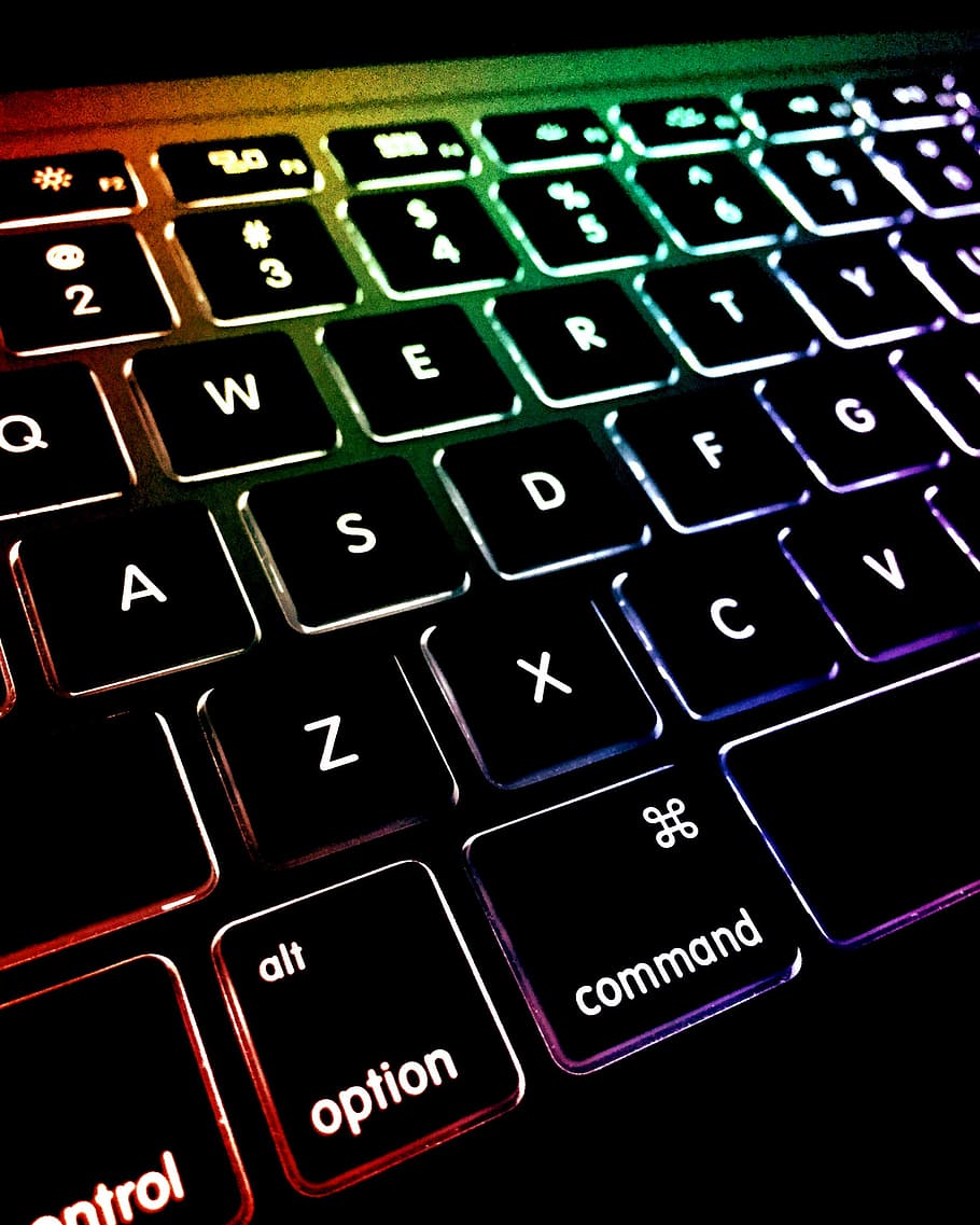 black keyboard, macbook, laptop, computer, keyboard, blur, electronic, technology, light, computer keyboard