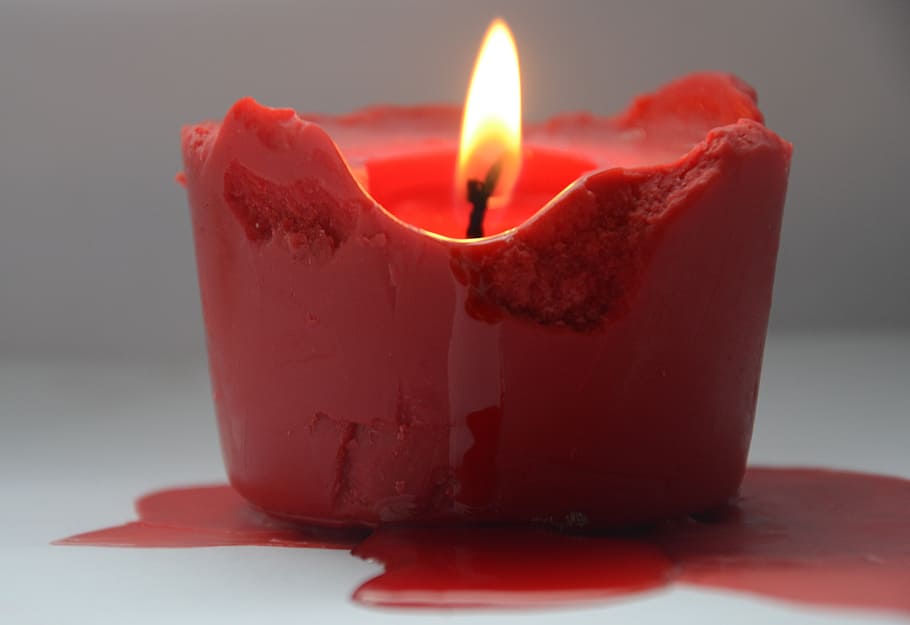 candle, fire, red, wick, burns, gothic, vampires, flame, burning, close-up