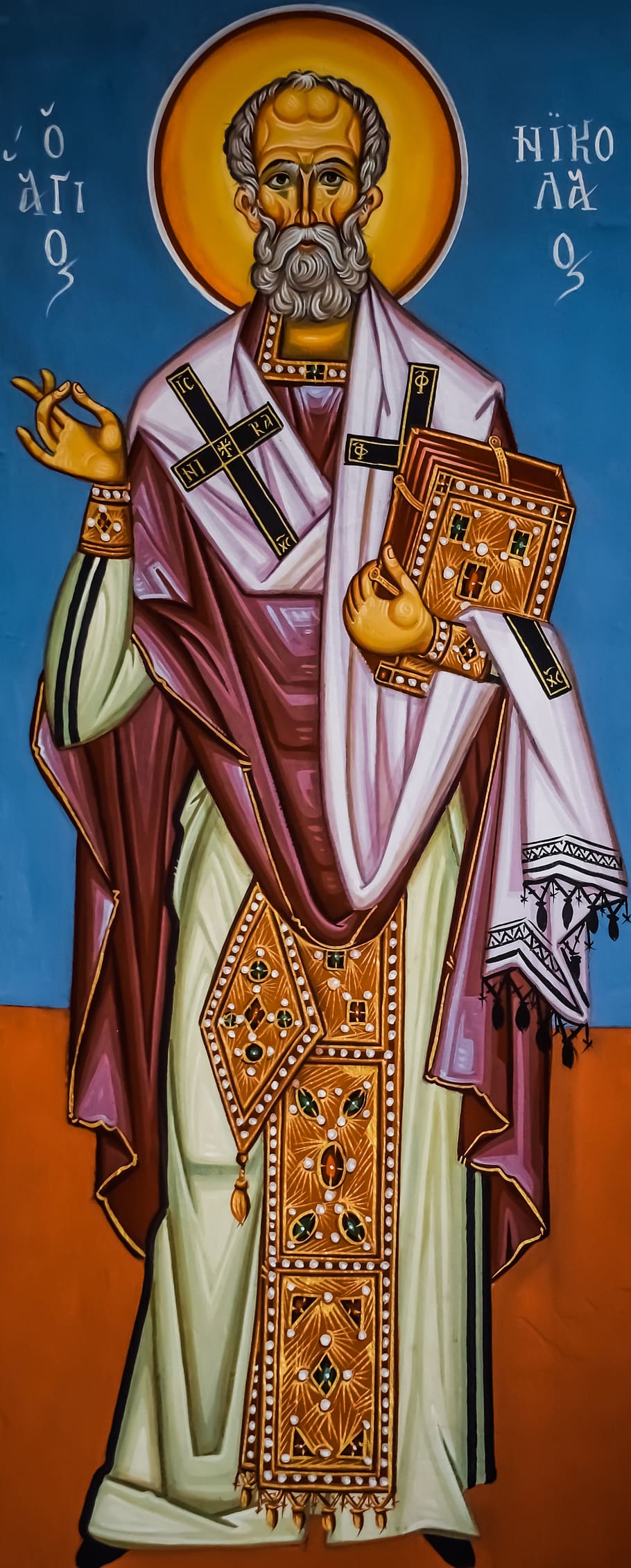 saint nickolas, ayios nikolaos, religion, painting, iconography, church, byzantine, style, paralimni, cyprus
