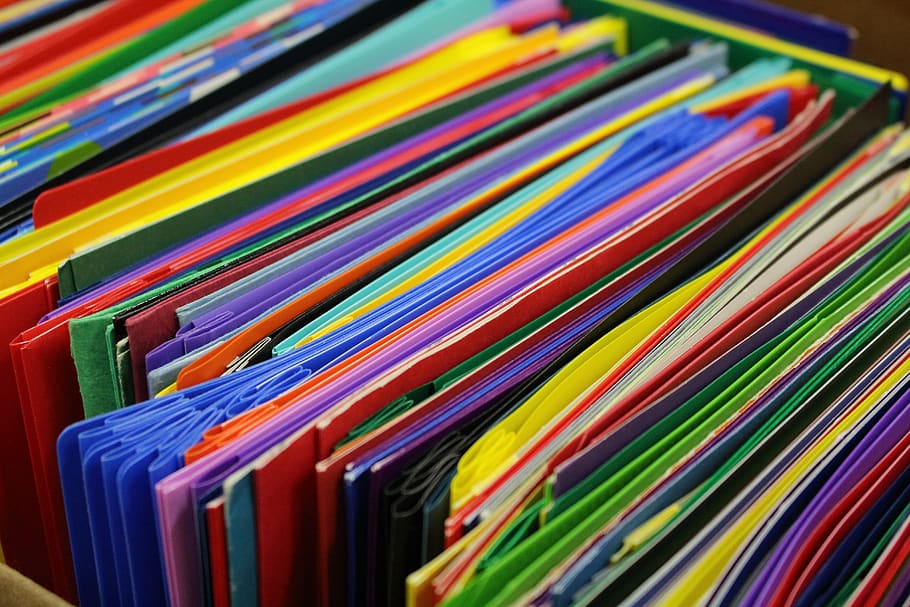 school supplies, colorful, folders, school, education, learning, office, supplies, classroom, multi colored