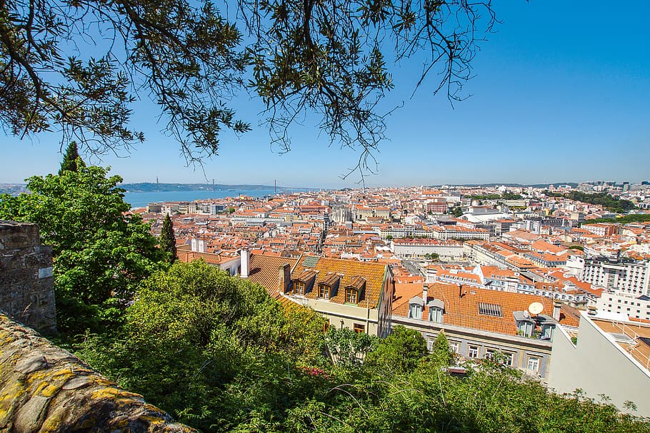 lisbon, castello, saojorge, castle, portugal, lisboa, fortress, tower, old, architecture