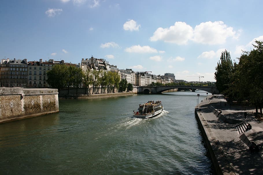 seine river, sanchez, paris, boat, river, architecture, famous Place, bridge - Man Made Structure, nautical Vessel, europe