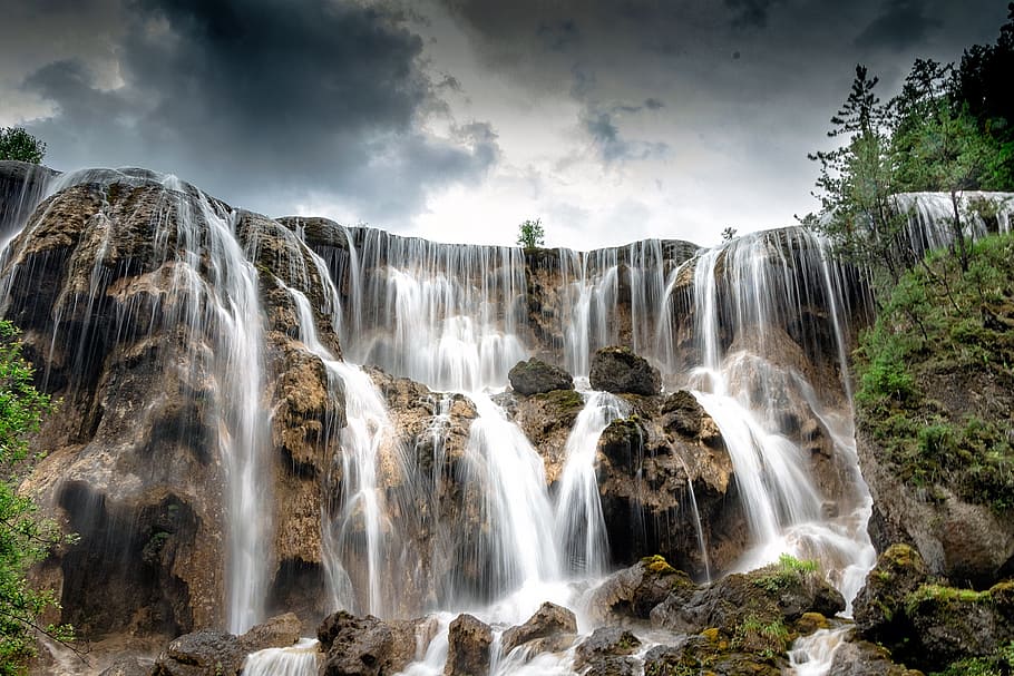 waterfalls photo, Jiuzhaigou, Falls, Water, Scenery, the scenery, waterfall, motion, nature, flowing water