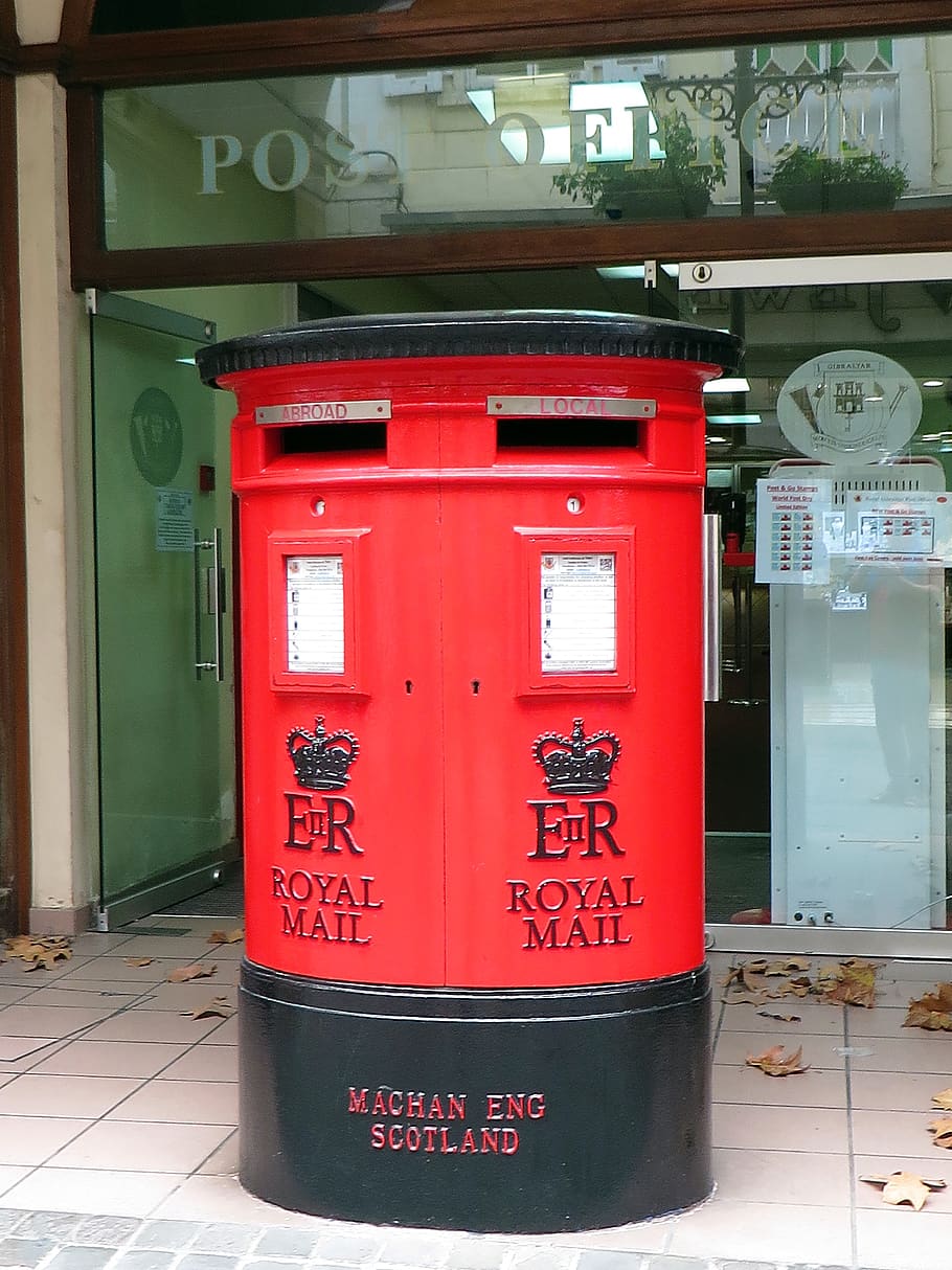 gibraltar, box mailing, post, commonwealth, communication, red, text, architecture, telephone booth, telephone