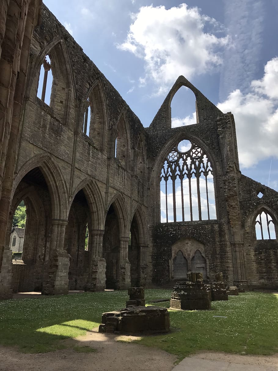 tintern abbey, wales, ruins, architecture, built structure, arch, religion, cloud - sky, day, spirituality