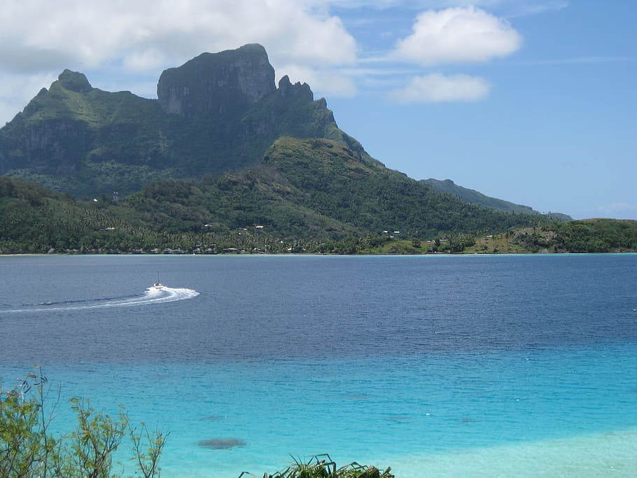 green mountains, Volcano, Vacation, Bora Bora, Holiday, paradise, tahiti, polynesia, island, lagoon