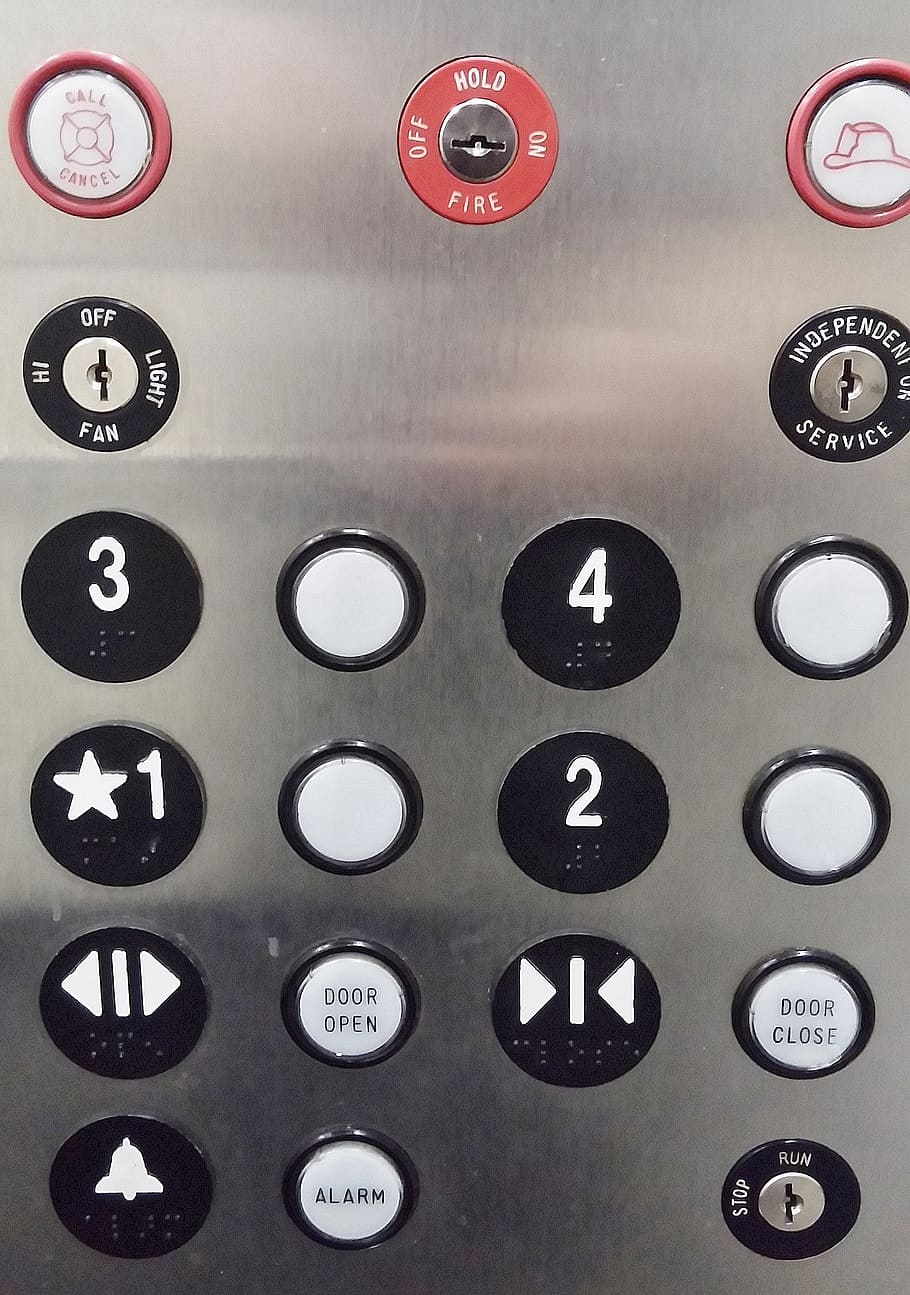 botões de elevador, elevador, botões, painel, pressione, empurre, quadro completo, dentro de casa, ninguém, fundos