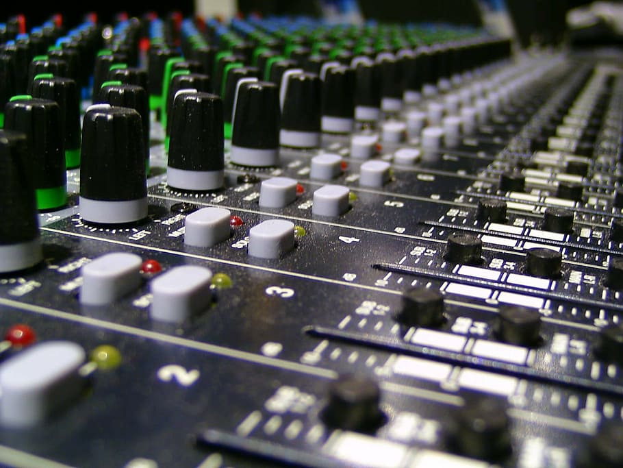 black, white, audio, controller, recording, sound studio, mixer, mixing, sound, electric Mixer