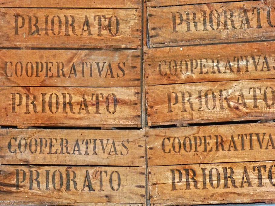 boxes, wooden boxes, packing, priorat, cooperative, old, wooden box, text, communication, full frame
