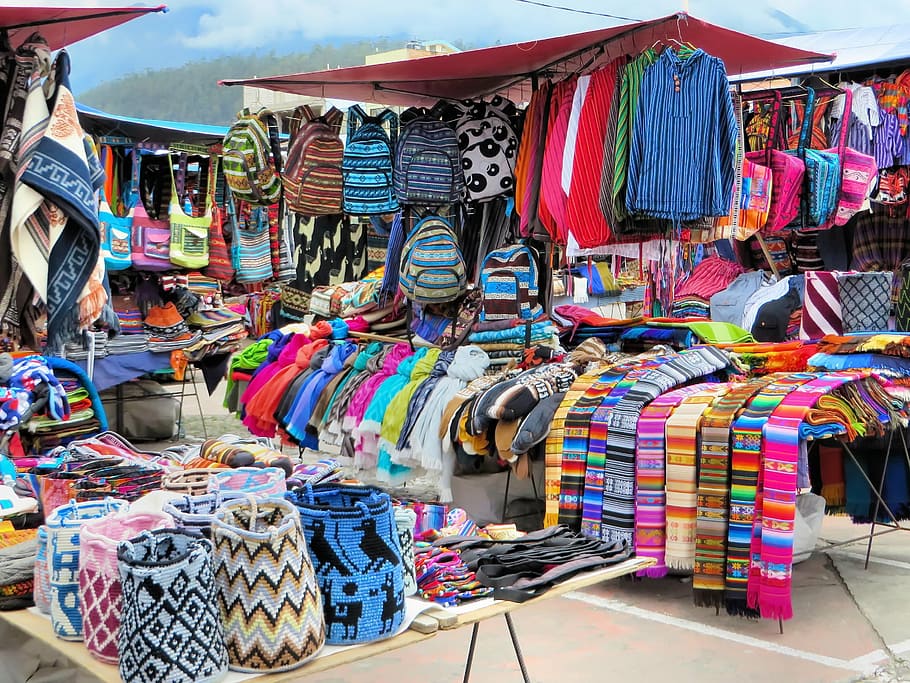 ecuador, otavalo, market, fabric, ethnic, traditional, crafts, color, choice, retail