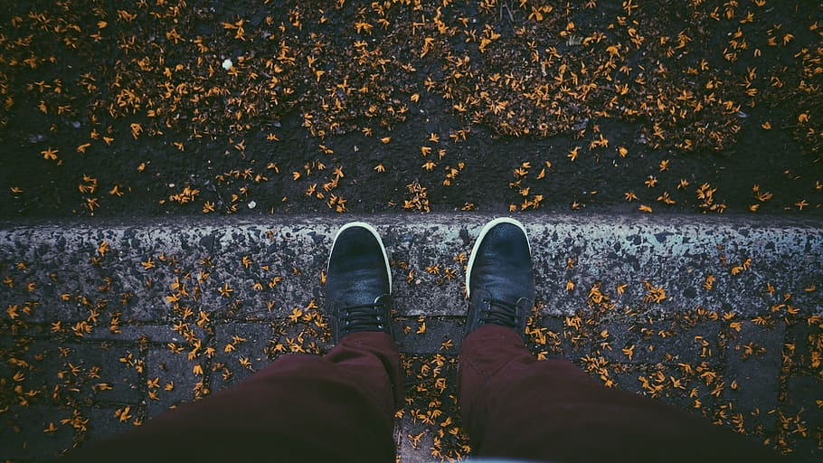 walk, road, autumn, fall, season, nature, shoes, man, trousers, fashion
