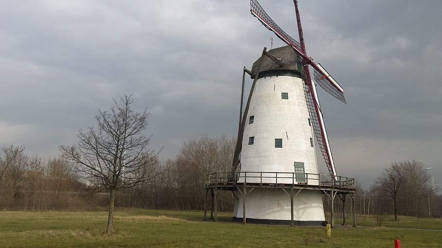 Lillo, Antwerp, Mill, Eénhoorn, white mill, wind power, wind turbine, windmill, alternative energy, environmental conservation