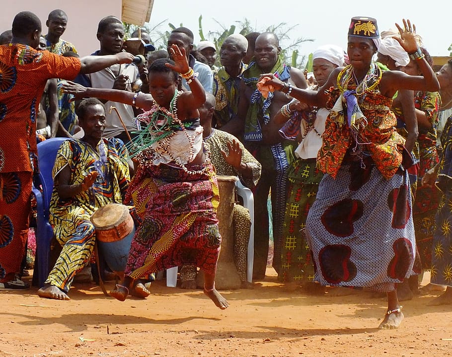 native people dancing, voodoo, dance, benin, traditional, culture, drumming, africa, group of people, traditional clothing
