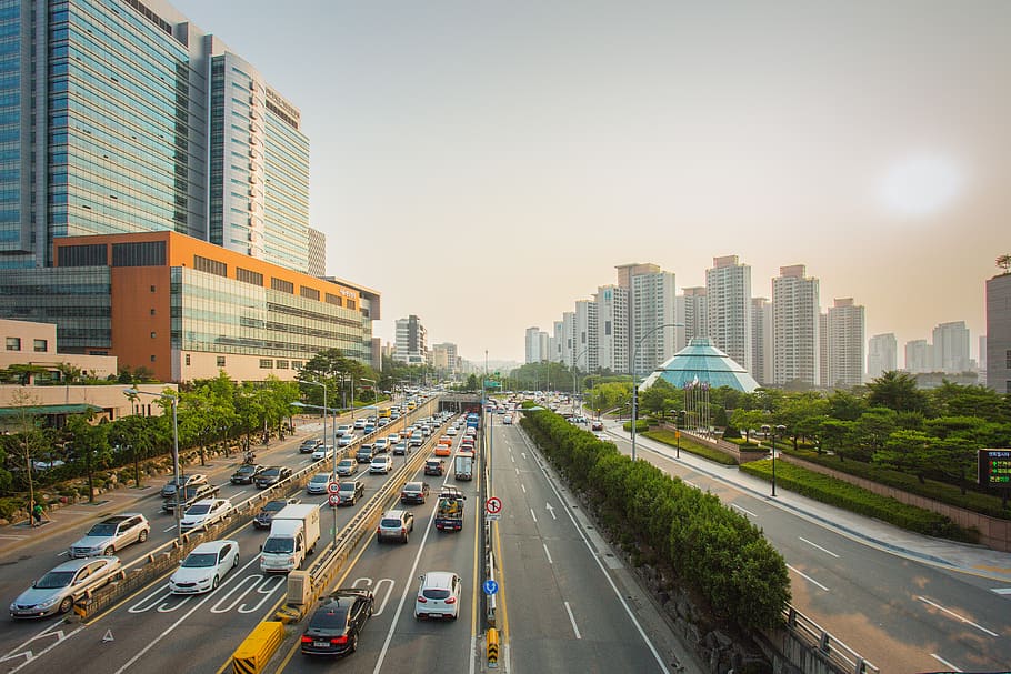jalan, seoul, korea selatan, mobil, musim panas, bangunan, jalan-jalan, tampan, angkutan, kota