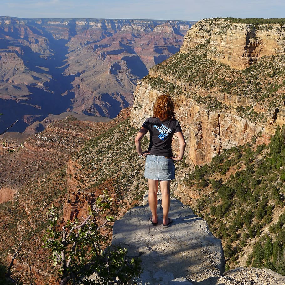 canyon, edge, cliff, arizona, nature, grand, adventure, landscape, america, tourist