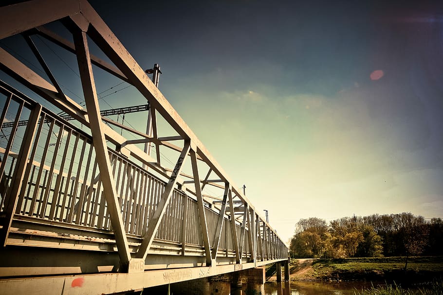 Puente de acero, arquitectura, puente, acero, transporte, cielo, al aire libre, puente - Estructura artificial, naturaleza, río