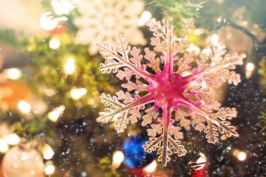 floco de neve, ornamento, natal, decoração, inverno, férias, dezembro, sazonal, árvore de natal, celebração