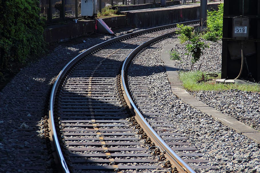 railway, rails, railroad tracks, curve, course, train, strike, ed, warning, track