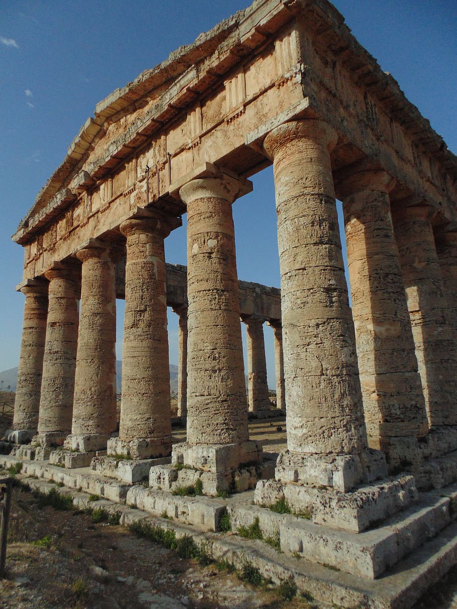 templo, magna grecia, columnas, cielo, sicilia, historia, columnata, cielo azul, capitello, restos