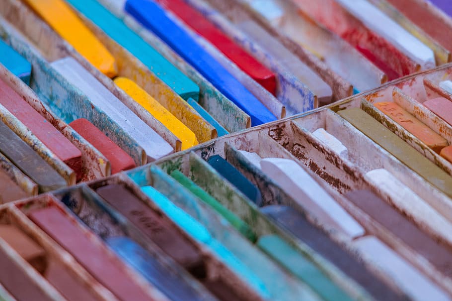 colored, chalk, close up, pastels, art, project, color, colorful, artist, creative