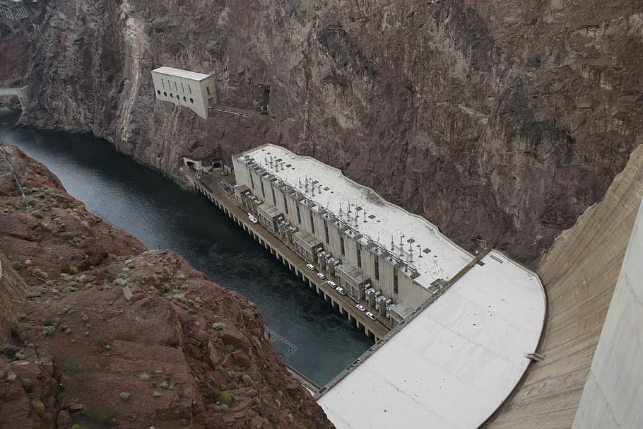 aerial, view, hover, dam, hoover dam, nevada, hoover, power, arizona, hydroelectric