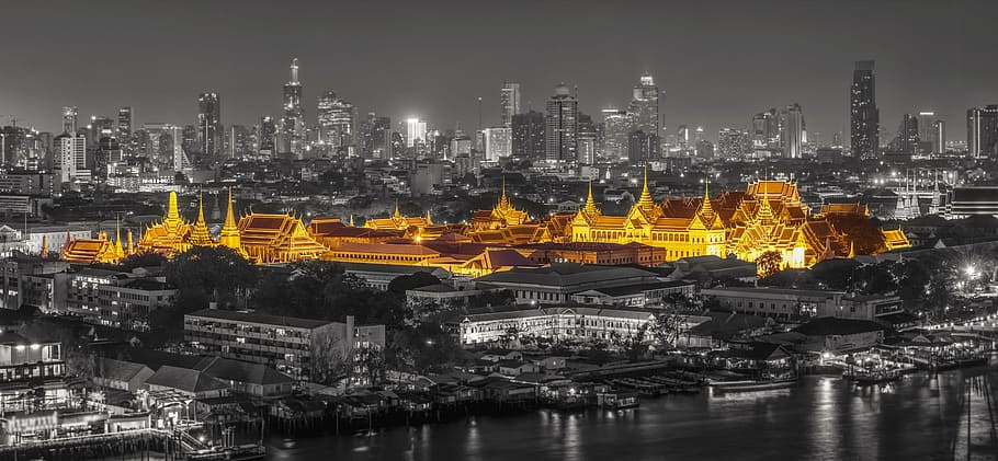 selektif, fotografi warna, bangunan, bangkok, kuno, arsitektur, thailand, seni, asia, buddha