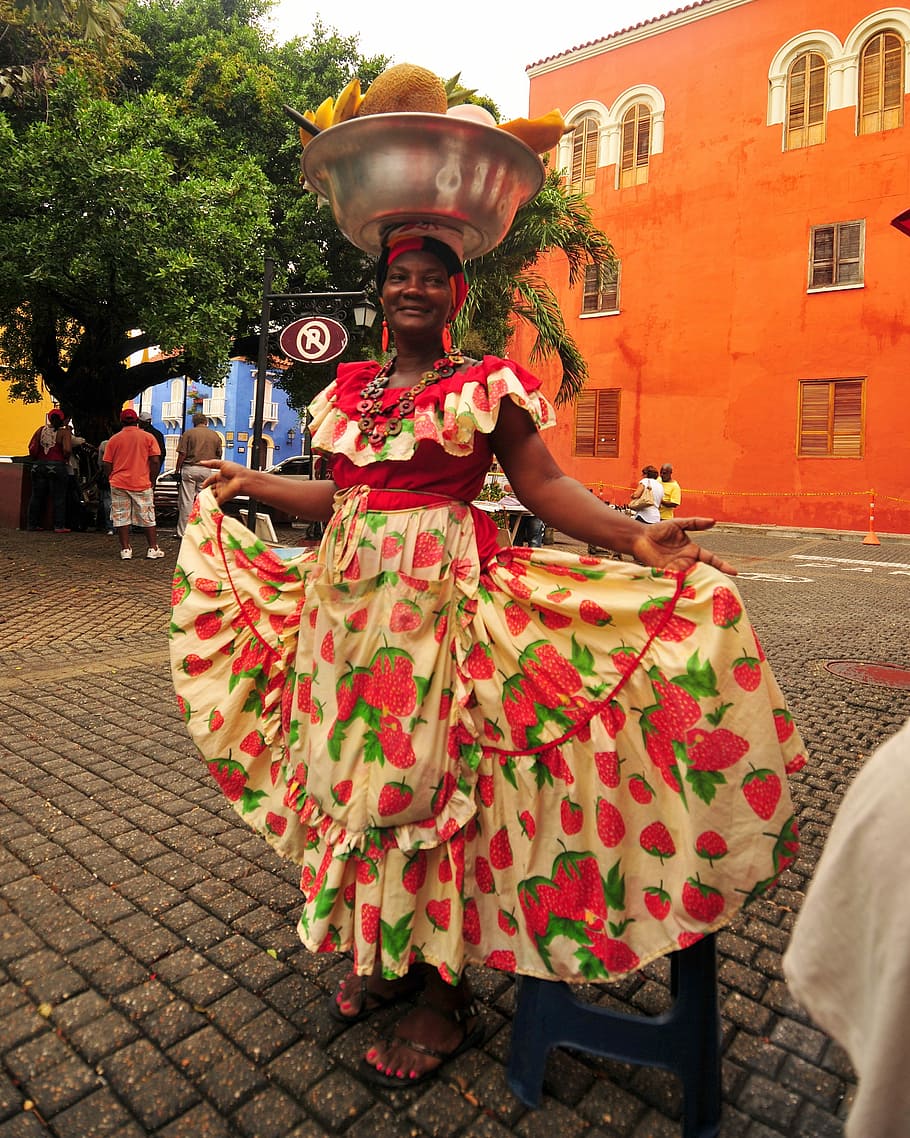cartagenera, cartagena, de, India, Cartagena De Indias, kolombia, orang, budaya, parade, wanita