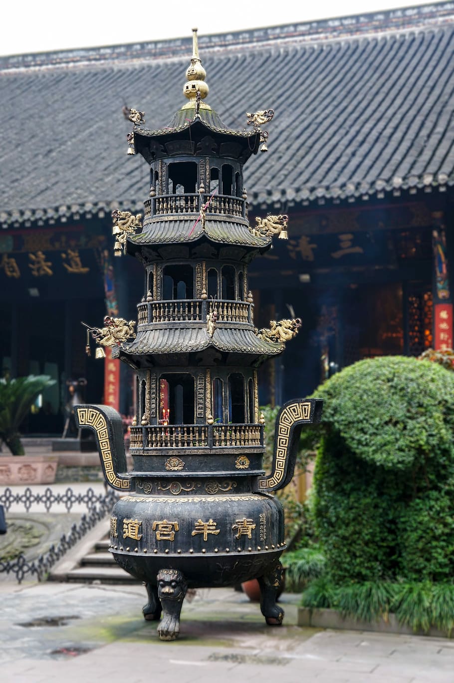 Adoración en el templo, Chengdu, Sichuan, China, fotos, dominio público, templo, adoración, asia, china - Asia oriental