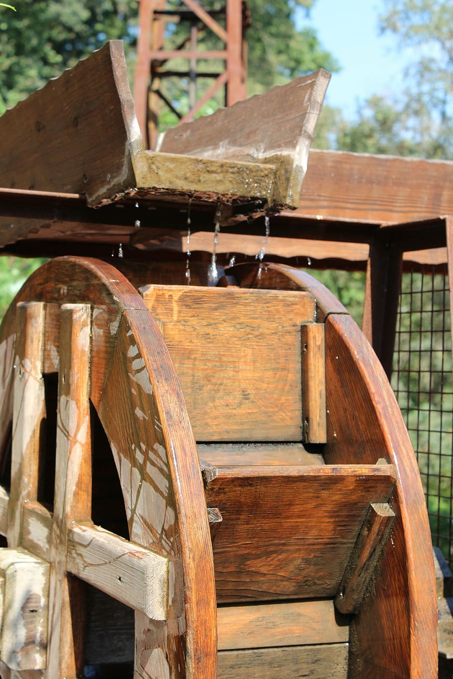 water, wheel, wet, vintage, old, wooden, mill, drop, wood - material, barrel